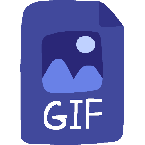  blue file with a stylized generic image on it and the label 'GIF'